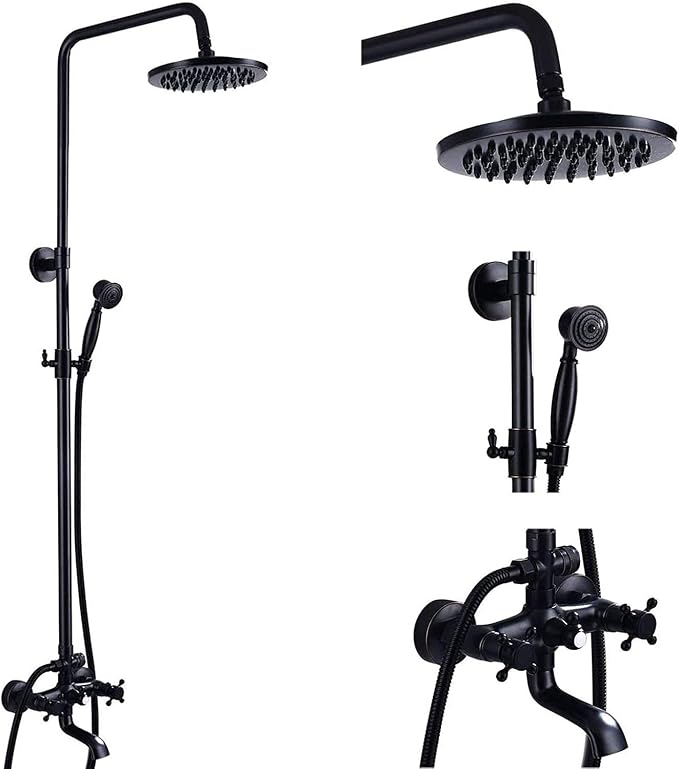 NeierThodore Oil Rubbed Bronze Shower Faucet Set Complete Shower System 8 Rain by NeierThodore
