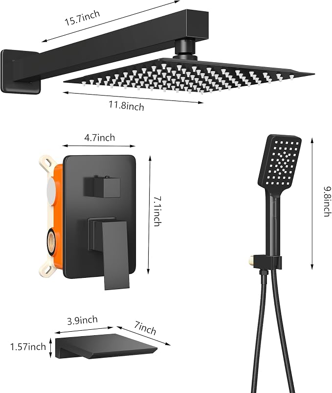 Shower Faucet Set Complete Matte Black Shower System - Image 7