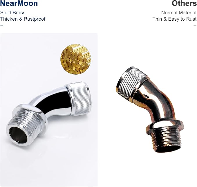 NearMoon Shower Elbow Adapter for Shower Head, Solid Brass 45°G1/2 Male to - Image 4