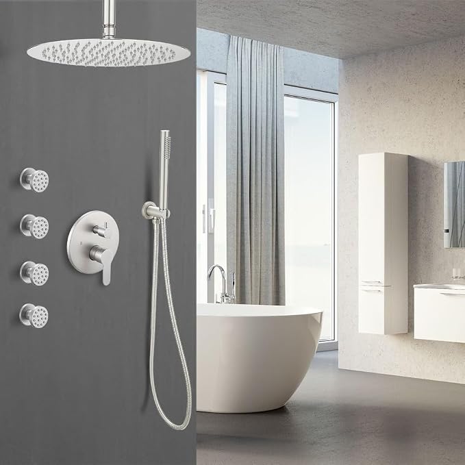 Brushed Nickel Round Shower Faucet Set - Image 2