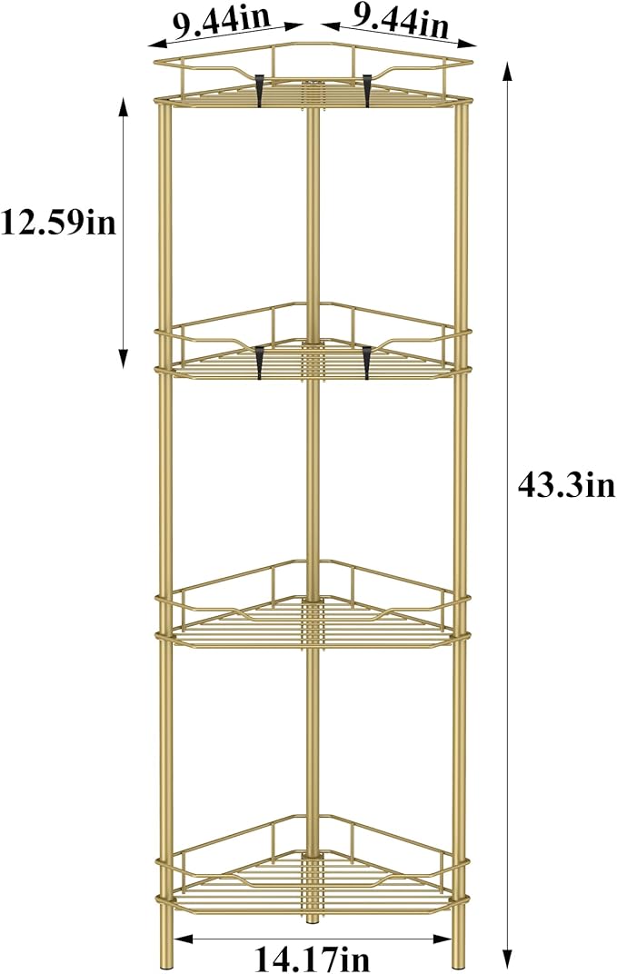 4 Tier Floor Standing Corner Shower Caddy Organizer Shelf - Image 7