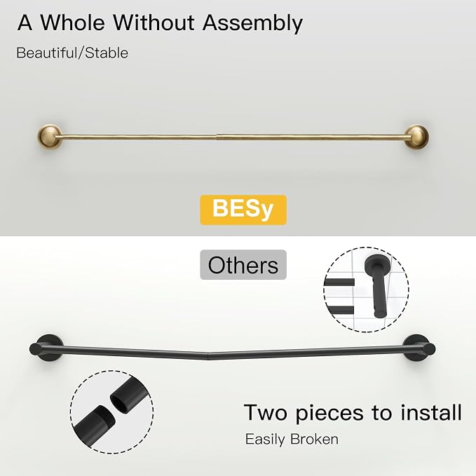 BESy Adjustable Antique Brass 16.5 to 28.7 Inch Bath Towel Bar Rack - Image 4