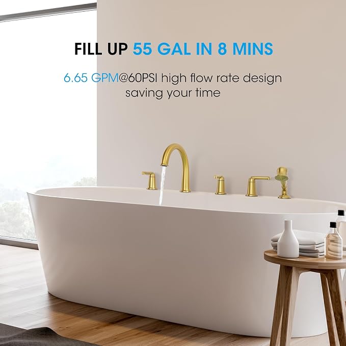 Roman Tub Faucet Set with Hand Shower, KRUZOO Bathtub Faucet Set Trim Kit with - Image 2
