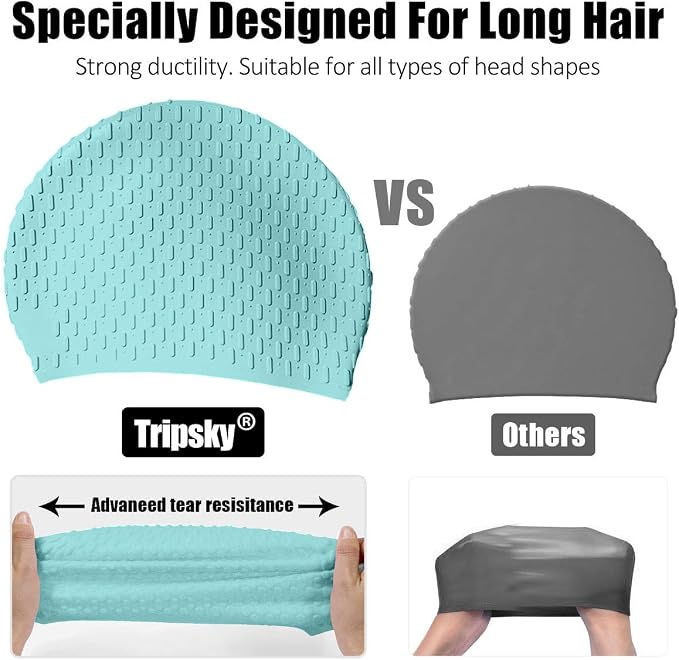 Tripsky Silicone Swim Cap, Comfortable Bathing Cap Ideal - Image 4