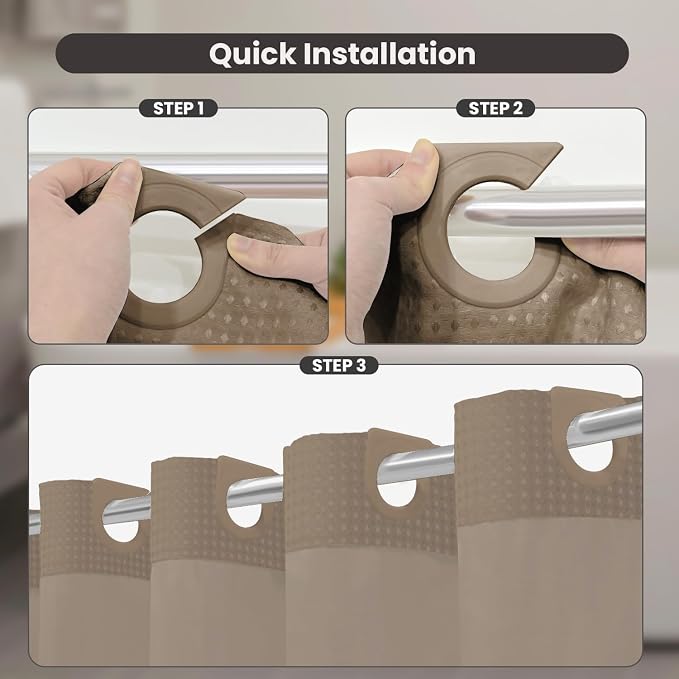 Inhousolu Long No Hook Shower Curtain - Image 3