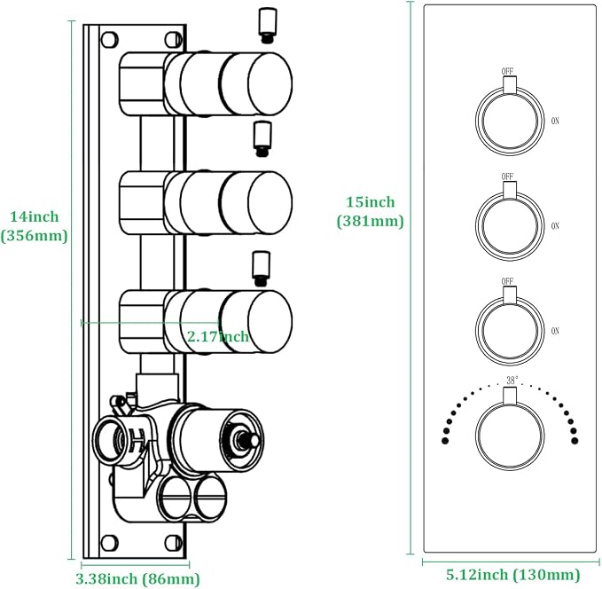 HOMEDEC Oil Rubbed Bronze 3 Way Shower Diverter Valve Brass Three Functions - Image 2