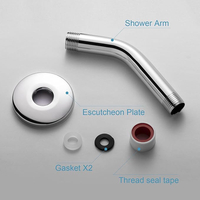 OFFO Shower Arm with Flange, 6 in Wall Mount Replacement Angle Shower Head Arm - Image 6