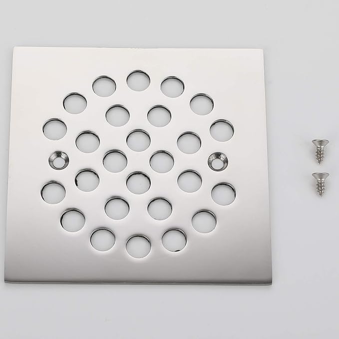 Square 4-1/4-inch Screw-in Shower Floor Drain Grate Strainer - Image 6