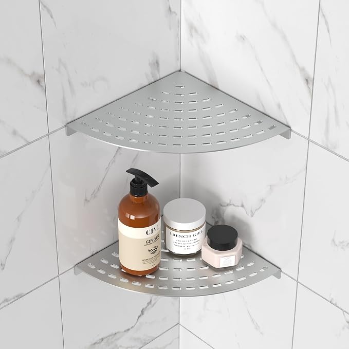 2 Pack Corner Shower Shelves 304 Stainless Steel Shower Corner Shelf Brushed - Image 2
