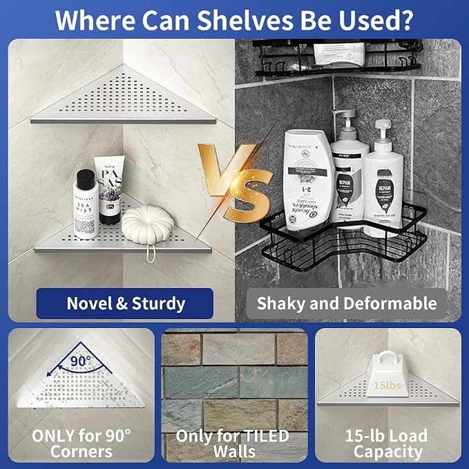 Corner Shower Shelves, Grout in Shelf - Image 4