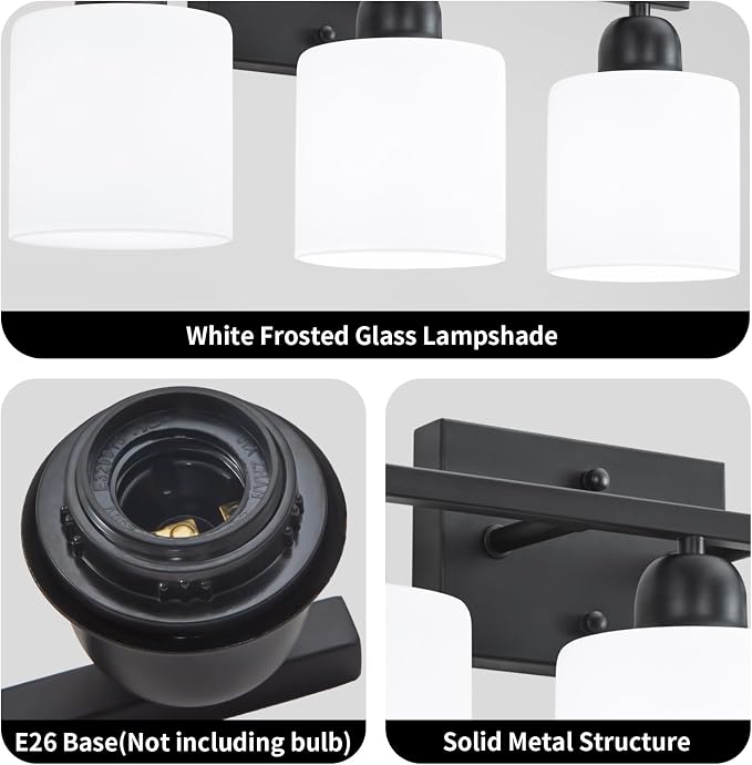 4-Light Black Bathroom Vanity Light, Light Fixtures - Image 9