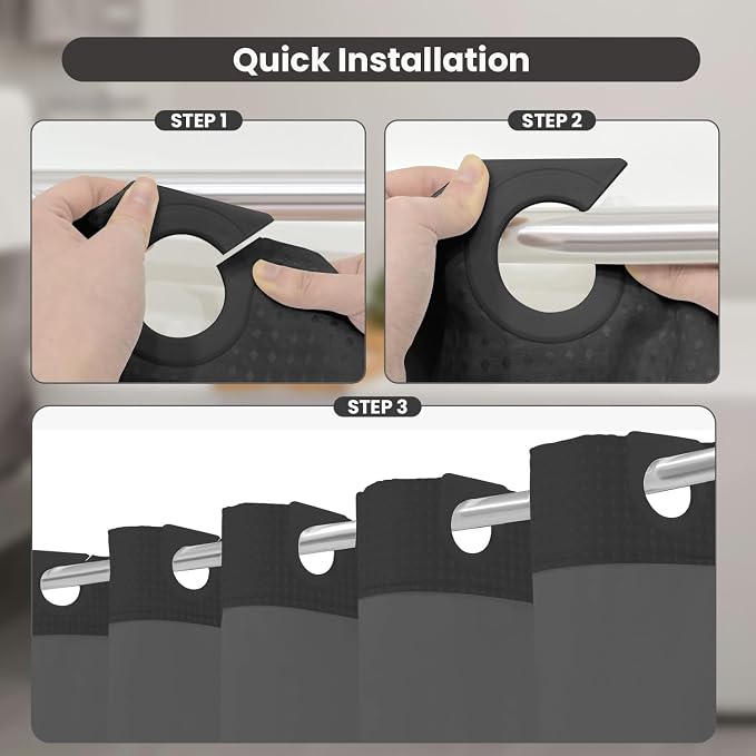 Inhousolu Stall No Hook Shower Curtain - Image 3