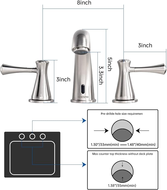 Touchless Bathroom Faucet for 3 Holes - Image 8