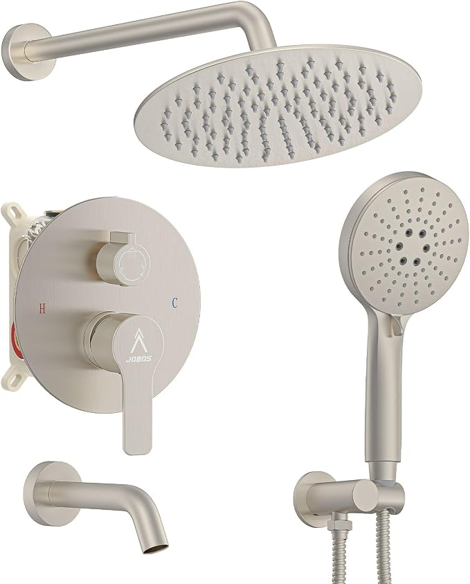 3 Functions Shower System，Modern Three-Setting 10-Inch Round Rain Shower Head by JQBQS