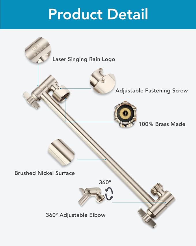 11 Inch Adjustable Shower Head Extension Arm - Image 6