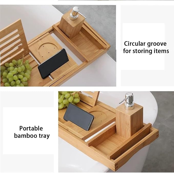 Expandable Bath Tray, Wooden Bathtub Tray Caddy - Image 4