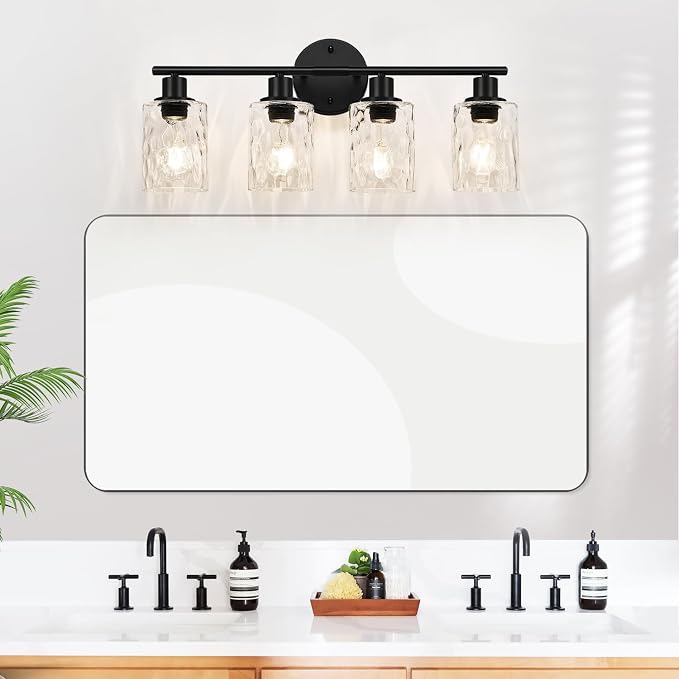 4-Light Bathroom Light Fixtures, Matte Black Vanity Lights - Image 5