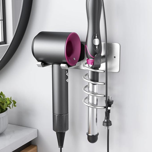 Tindbea Hair Dryer Holder + Curling Iron Holder, Blow Dryer Holder Wall Mount by Tindbea