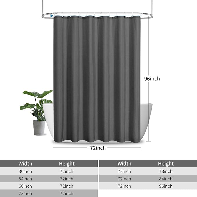 2-in-1 Waterproof Extra Long Fabric Shower Curtain or Liner, Linen Textured - Image 3