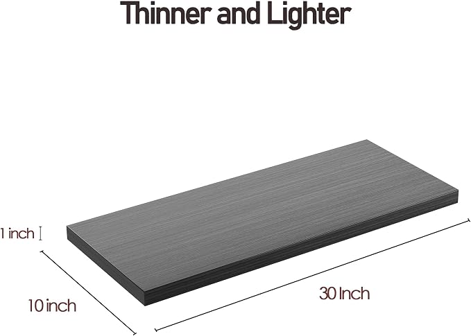 Wall Shelf Set of 3, Dark Wood Floating Shelves 30 in W x 10 in D x 1 in H - Image 4