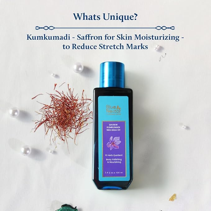 Blue Nectar Kumkumadi Body Oil for Glowing Skin | Moisturizing Oil for Dry Skin - Image 3