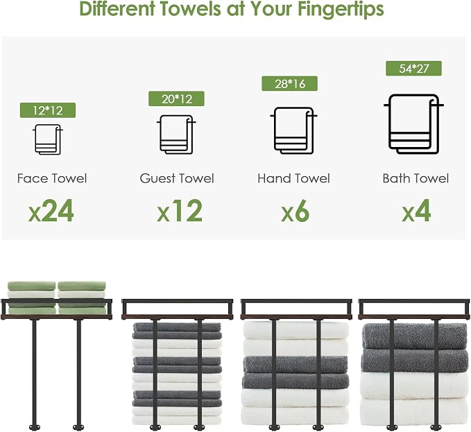 Towel Racks for Bathroom-Wall Mounted Floating Shelves for Wall Bathroom - Image 5