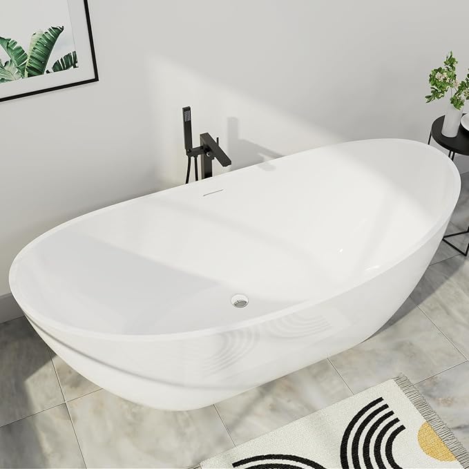 62" Lucite Acrylic Freestanding Bathtub, Double Slipper Shape Contemporary by Mokleba