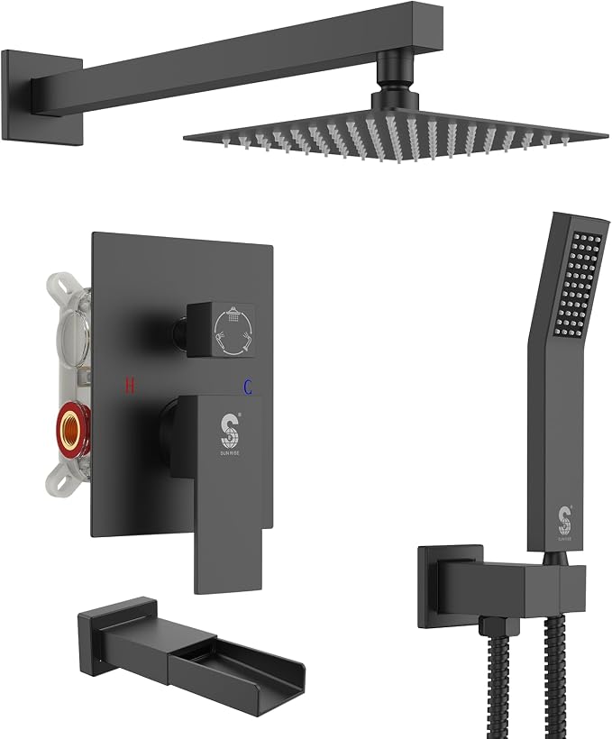 SR SUN RISE 8 Inches All Metal Bathtub and Shower Faucet Combo Shower System by SRSUNRISE
