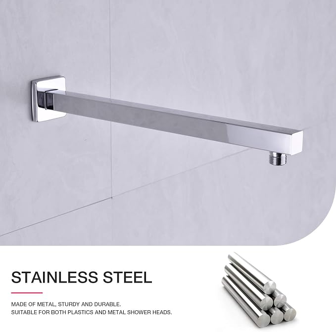 Shower Arm with Flange 16 Inch Stainless Steel Overhead Shower Extension Arm - Image 3