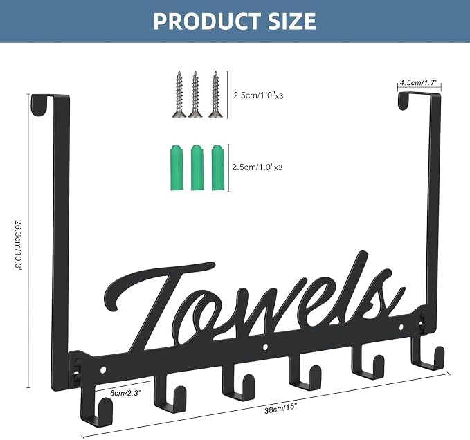 2 Pack Over The Door Hooks, Towel Rack - Image 2