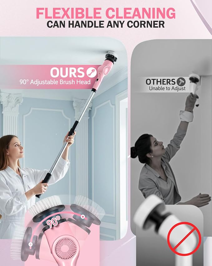 Electric Spin Scrubber, 3-Speed Cordless Shower Scrubber - Image 3