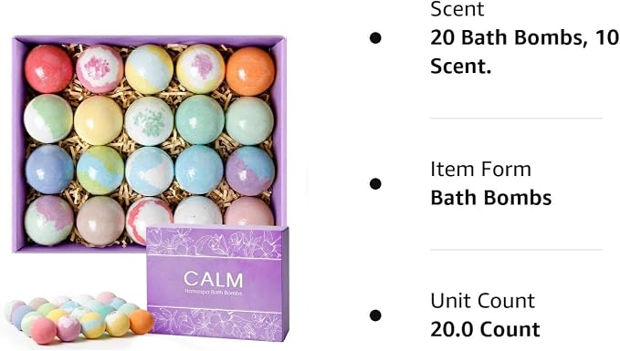 20PCS Bath Bombs for Women Presents Set Natural Wonderful Fizz Effect Bath Bomb - Image 8