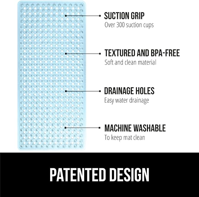 GORILLA GRIP Patented Bath Tub Shower Mat, Machine Washable Bathtub Floor Liner - Image 2
