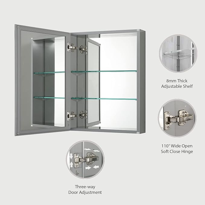 Blossom 20x26 Inch Aluminum Medicine Cabinet - Image 4