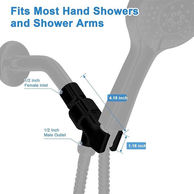 Universal Shower Head Holder, Adjustable Plastic Shower Arm Bracket - Image 2