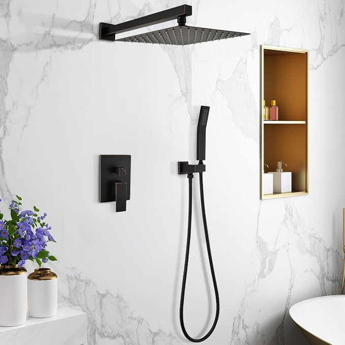 WELLFOR10-in Wall Mounted Shower Faucet Set Dual Head Built-In Shower Faucet - Image 2