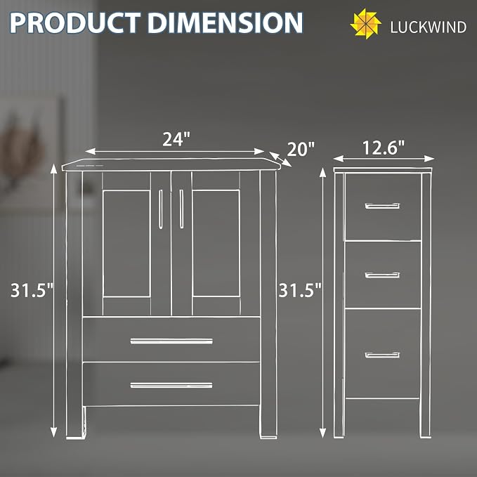 LUCKWIND 48" Bathroom Vanity Sink Combo, 24-inch Main Cabniet - Image 2