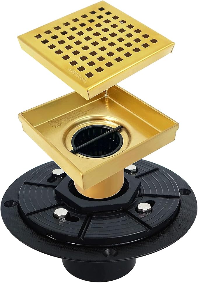 Neodrain 4 in Brushed Gold Square Shower Drain - Image 2