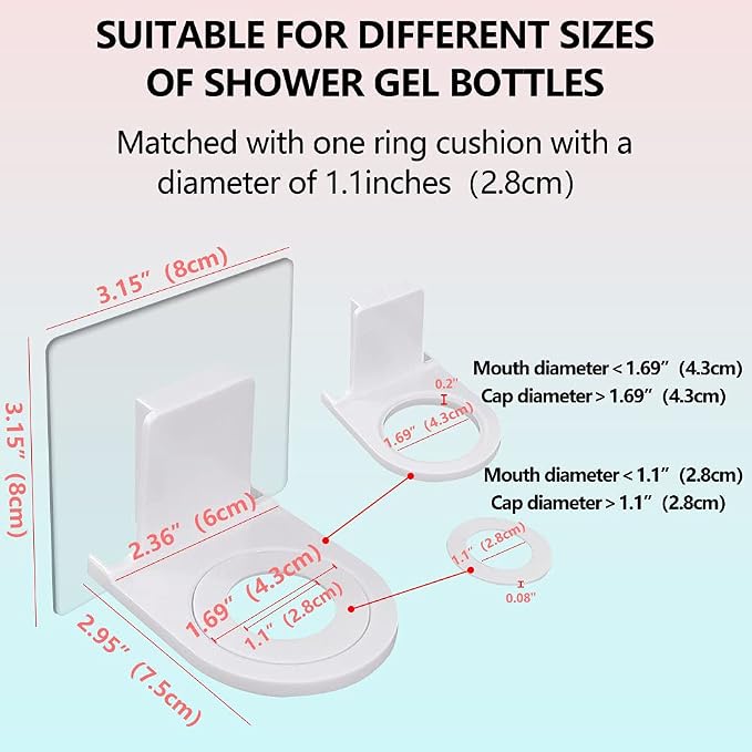 4 Pack Shower Gel Bottle Rack Hook Self Adhesive Wall Mounted No Drilling - Image 4