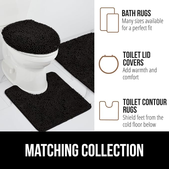 GORILLA GRIP Plush Absorbent Shaggy Chenille Bath Rug Mat - Image 8