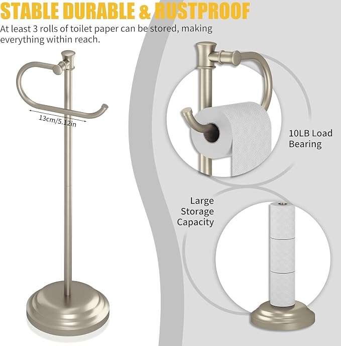 BESy Toilet Paper Holder Stand SUS 304 Free Standing Bathroom Tissue Holder - Image 4
