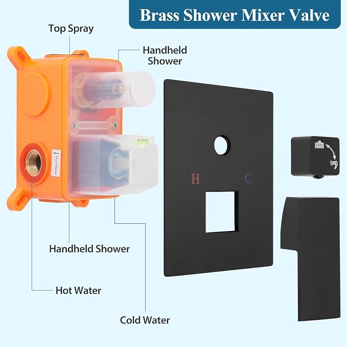 Matte Black Square Shower Head - Image 7