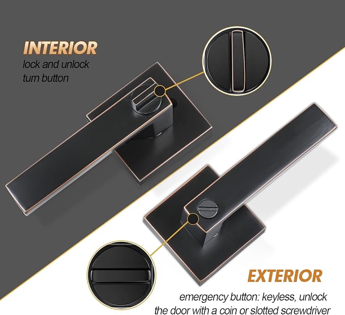 Privacy Door Levers, 5 Pack Oil Rubbed Bronze Door Handles Interior Heavy Duty - Image 5