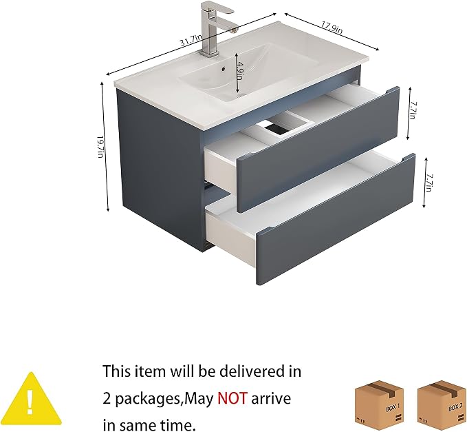 32" Wall Mounted Bathroom Vanity - Image 2