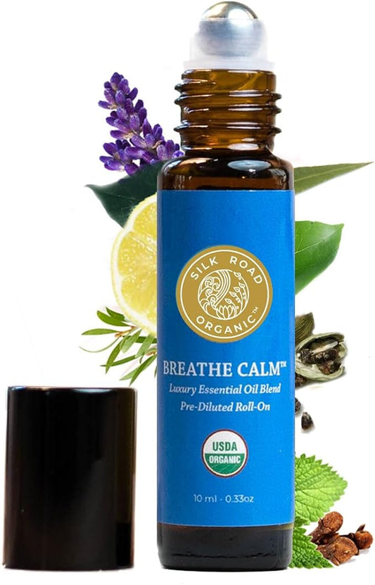 Silk Road Organic Breathe Calm Essential Oil Breathe Easy Blend Roll On by SILKROADORGANIC