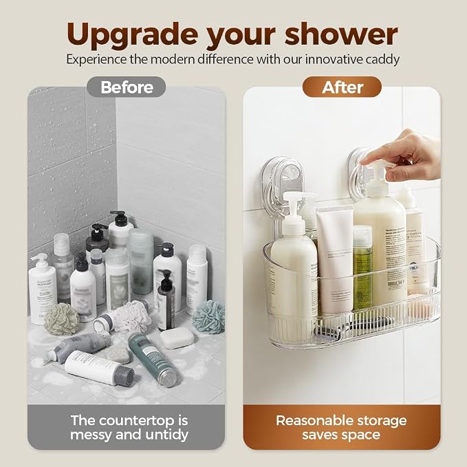 No-Drill Bathroom Suction Storage Box, Corrugated Suction Cup Storage Holder - Image 3