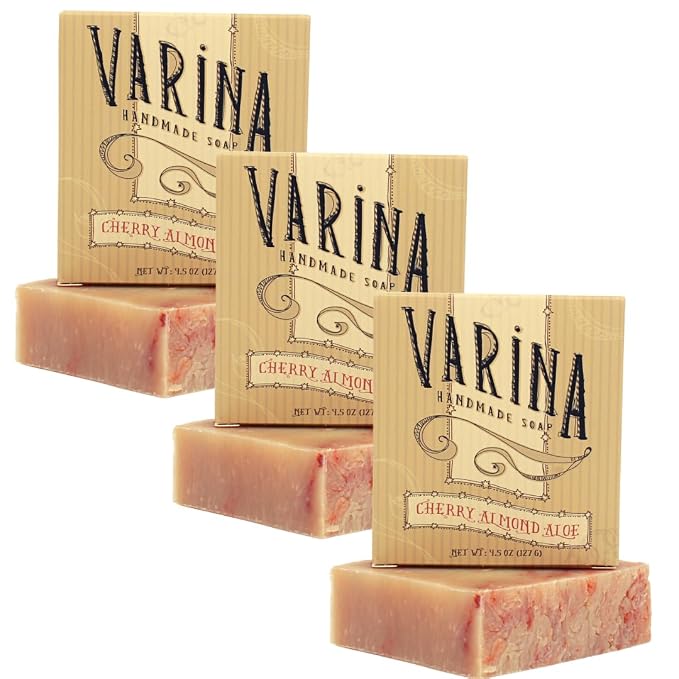 Natural Cherry Almond Aloe Bar Soap by VarinaHandmadeSoap