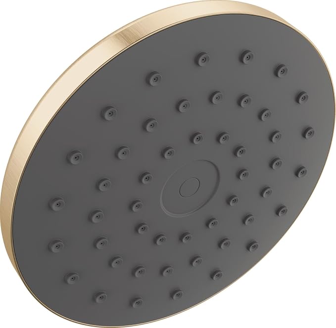 Delta PivotPro Brushed Gold Rain Showerhead, Single Setting 7 Inch Round Shower by DeltaFaucet
