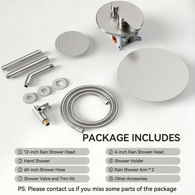 Shower Systems Shower Faucet Sets STARBATH 3 Way 12+6" Round Dual Rainfall - Image 8