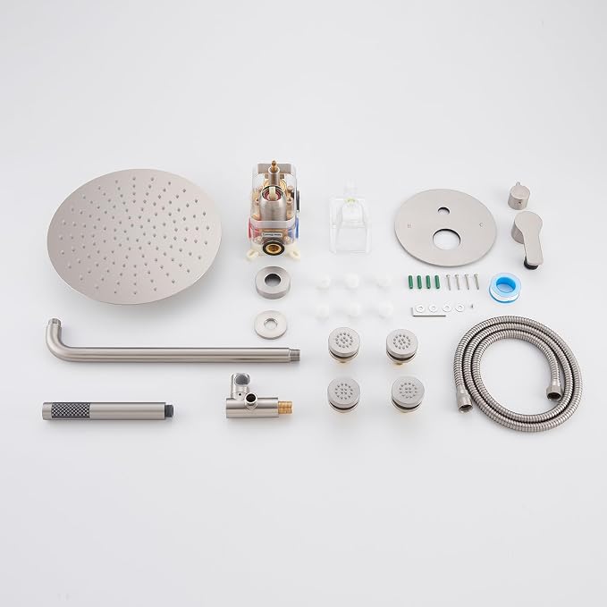 Iriber Brushed Nickel Round Rain Shower System - Image 7